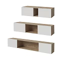 Modern White And Wooden TV Stand With Open Shelves Storage Drawers And Minimalist Design