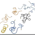 Colorful Coiled Cables with Plugs in Various Hues on Gray Background