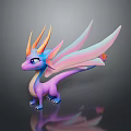 Cute Fantasy Dragon Game and Movie Character With Purple Body Blue Head and Pink Wings
