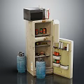 Vintage Refrigerator Freezer with Open Storage for Drinks and Food Items
