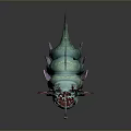Turquoise And Pink Fantasy Creature 3D Model With Glowing Green Accents Fins And Scales