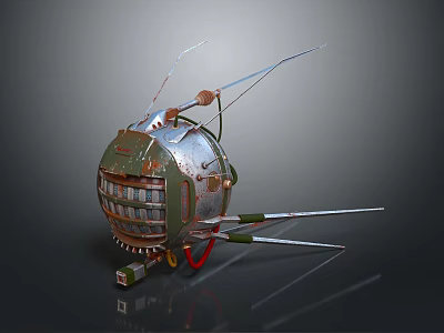 Spherical Smart Machine With Metallic Surface Antennas Mechanical Arms And Wires 3d model