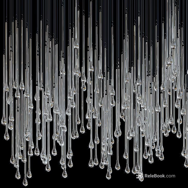 Modern Contemporary Chandelier Featuring Hanging Glass Tubes And Elegant Lighting Design Elements 3d model 