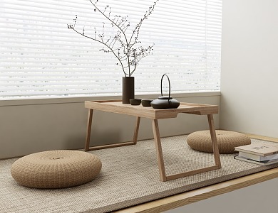 Modern Tea Table and Chair Tatami Tea Table and Chair Window Sill Tea Table and Chair 3d model