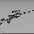Sniper Rifle With Telescopic Scope Metallic Body Wooden Grip And Reflective Surface Design
