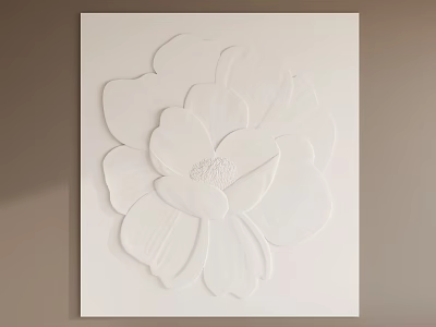 White Floral Relief Wall Art Decorative Panel With Intricate Textured Petals Design 3d model