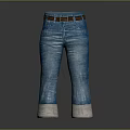 Comfortable Stylish Blue Denim Jeans With Brown Belt And White Fleece Cuffs