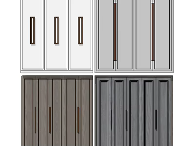 Modern Wardrobe Interior Design With Various Color Panels And Wooden Handles 3d model