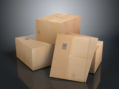 Multiple Sturdy Cardboard Boxes Stacked and Open for Storage and Packaging 3d model