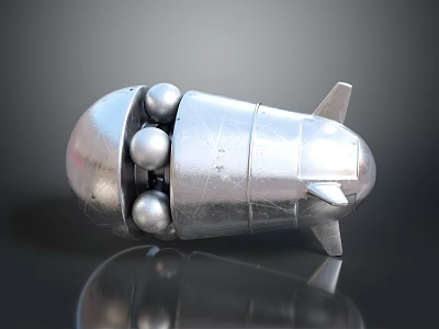 Silver Metallic Spacecraft With Spherical Components And Tail Structure For Aerospace Exploration 3d model