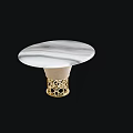 Elegant Dining Table With Marble Tabletop Unique Texture And Gold Hollow Base Design 3d model