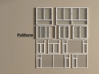 Poliform Modular Wall Frame Design With White Shelves And Panels 3d model