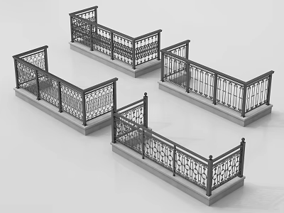 Stylish Decorative Railings With Ornate Patterns For Balcony And Staircase 3d model