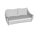 Modern Two Seater Sofa With Woven Rattan Frame And Plush White Cushions