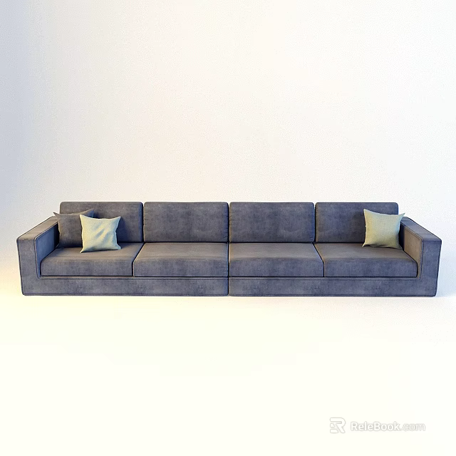 Modern Gray Sectional Sofa With Two Light Colored Cushions And Simple Design 3d model