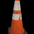 Used Road Traffic Safety Cones With Orange White Stripes And Black Base