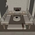 Quiet sofa tea table combination 3d model