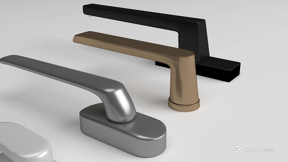 Modern Metal Door Handles With Black Gold Silver Finishes And Sleek Designs 3d model 
