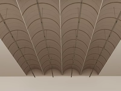 Modern Suspended Ceiling Design with Curved Plaster Lines and Recessed Lighting Fixtures 3d model