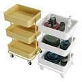 Commercial Multi Tier Storage Rolling Cart With Wheels For Kitchen Supplies In Yellow White