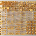 Gold Wall Decor With Various Geometric Shapes And Ornamental Patterns 3d model