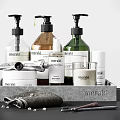 Meraki Daily Washing Essentials With Bottles Containers Candles Towel And Tray