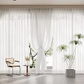 Modern Curtain Window Screen 3d model