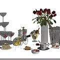 Elegant Wine Bottles Glasses With Red Roses Ice Cream Strawberries Pancakes And Ice Cubes