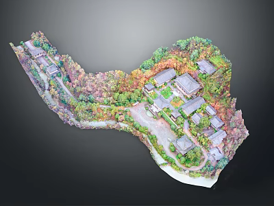 Architectural Model of Residential Buildings with Green Landscape and Surrounding Vegetation 3d model