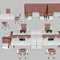 Modern Office Desk with Open Partition Workstations Computers Ergonomic Chairs and Collaborative Layout 3d model