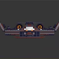 3D Spacecraft Model With Red Blue Purple Components And Illuminated Lights