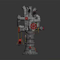 Industrial Silver Pipes Structure With Red Valve Wheels And Multiple Mechanical Components 3d model