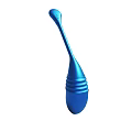 Blue Metal Spoon With Ribbed Design And Long Handle For Kitchen Use