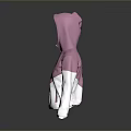 Pink And White Color Block Hoodie With Front Zipper And Side Pockets
