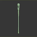 Green Magical Staff With Slender Design And Ornate Decorative Top