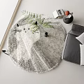 Silver Plush Round Rug With Cat Pattern For Living Room Decor 3d model