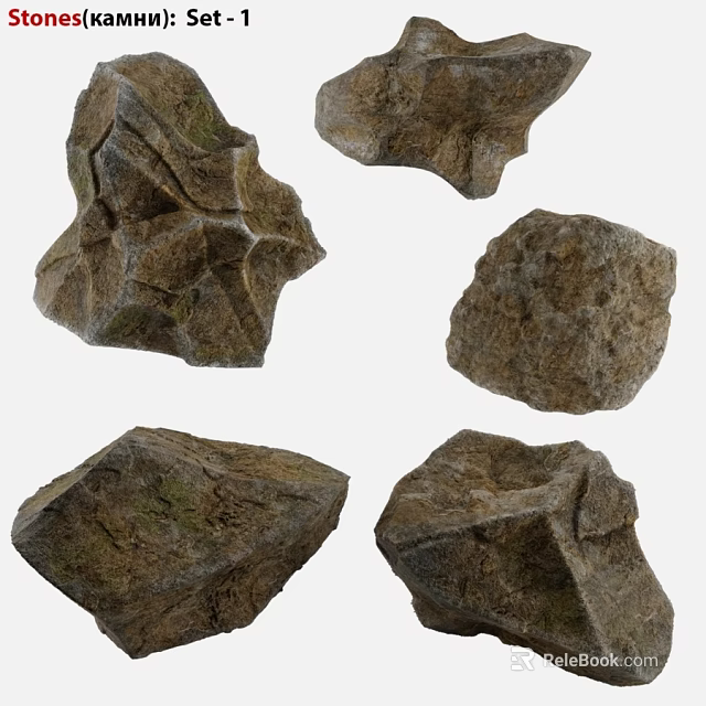 Natural Rough Mossy Landscape Rocks For Outdoor Gardening And Potted Landscaping Decorative Ornaments 3d model 