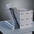 Architectural Model Staircase With Platform Railing And White TIBA Logo Structure 3d model