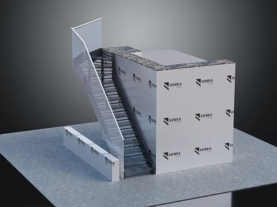 Architectural Model Staircase With Platform Railing And White TIBA Logo Structure 3d model