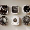 Various Modern Washing Machines With Black And White Designs On