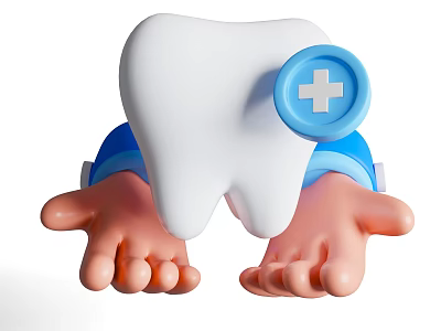 Art Installation Featuring White Tooth Blue Cross Stethoscope and Supporting Hands 3d model