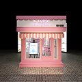 Elegant Bridal Shop Interior With Pink Walls White Cabinets Checkered Floor And Chandelier