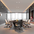 Modern Conference Room Interior Design With Large Windows Long Table And Comfortable Chairs
