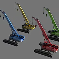 Industrial Equipment Tracked Cranes With Crawler Tracks In Blue Yellow Red Green