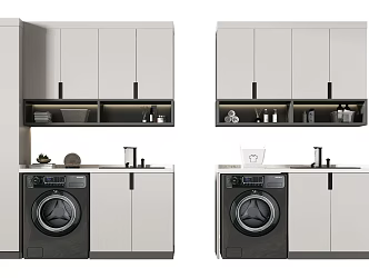 Modern Washing Machine Cabinet Balcony Laundry Cabinet 3d model