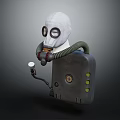 Firefighting Equipment With White Mask Green Breathing Tube Gray Air Tank And Attached Flashlight