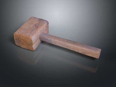 Traditional Handmade Wooden Mallet as Essential Household Tool with Natural Wood 3d model