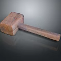 Traditional Handmade Wooden Mallet as Essential Household Tool with Natural Wood