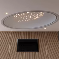 Modern Circular Ceiling Design With Small Lights Decoration Perimeter Strip And Recessed Downlights