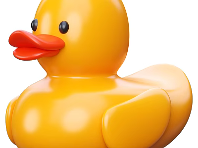 Adorable Yellow Rubber Duck Toy With Shiny Surface And Cute Round Body For Kids 3d model